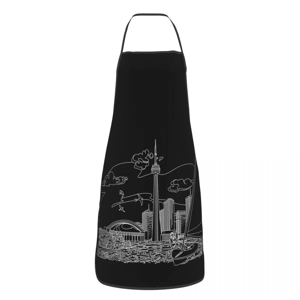 City Skyline Sail Apron Chef Cooking Cuisine Tablier Waterproof Bib Kitchen Cleaning Pinafore for Women Men Painting