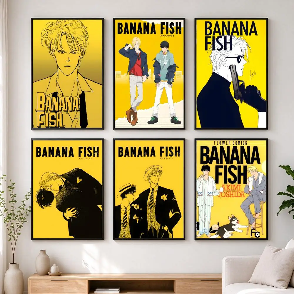 comic Banana Fish Poster Poster HD Self-Adhesive  Art Waterproof Wall Art Print, Bedroom Living Room Decoration Gift