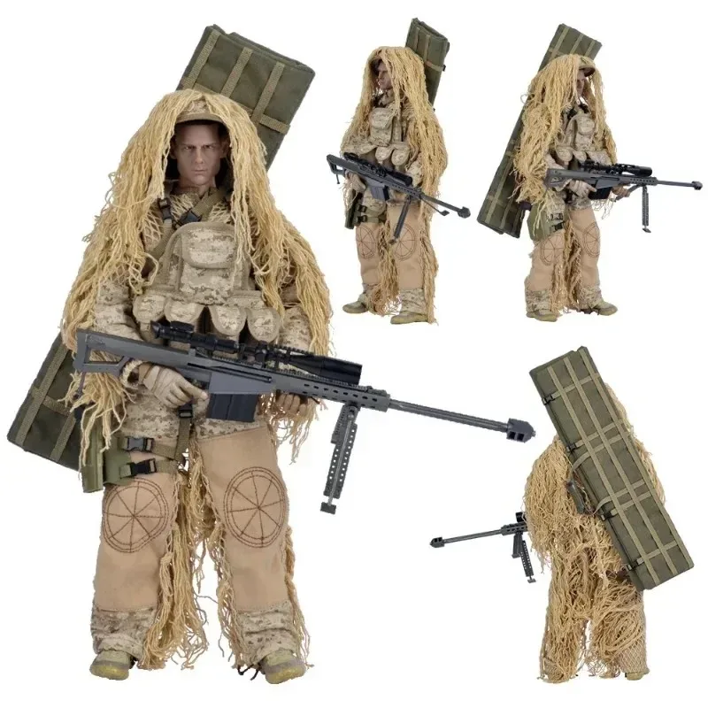 NB07 NB08 Männlicher Soldat im Maßstab 1:6, mehrteilige Kunststoff-Sammlungsscharfschütze mit Barrett, Militärmodell für 12-Zoll-Actionfiguren