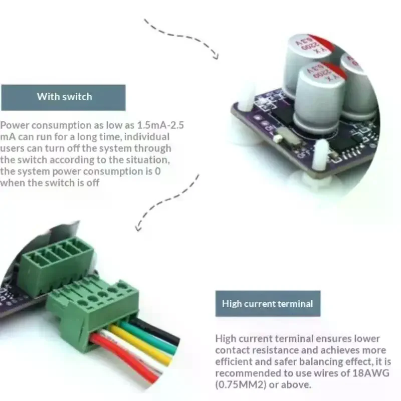 /&/BMS 6A Hybrid Active Equalization 3S 4S 6S 8S 17S Lifepo4 18650 Lithium Battery Active Equalizer Balancer Energy Transfer view 2