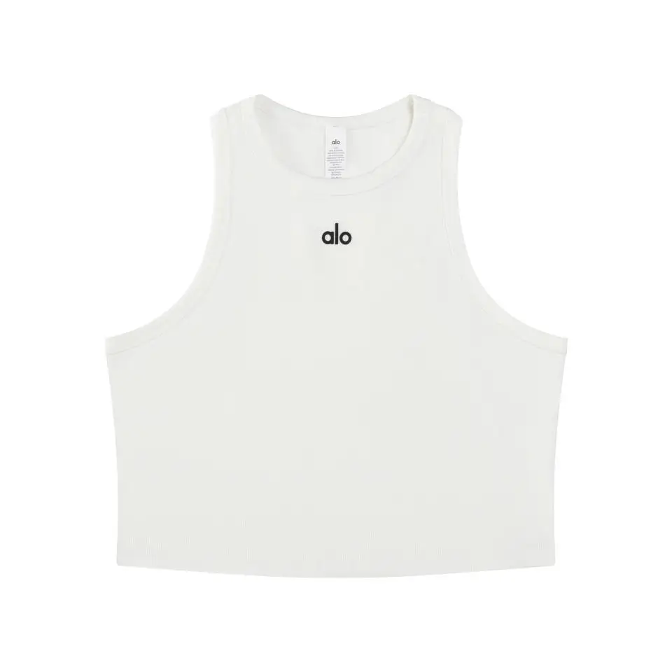 

Summer ALO ort Ribbed Vest Women's Elastic Printed Letter Versatile Vest Strap irt Cotton Spandex Fitn Sportswear