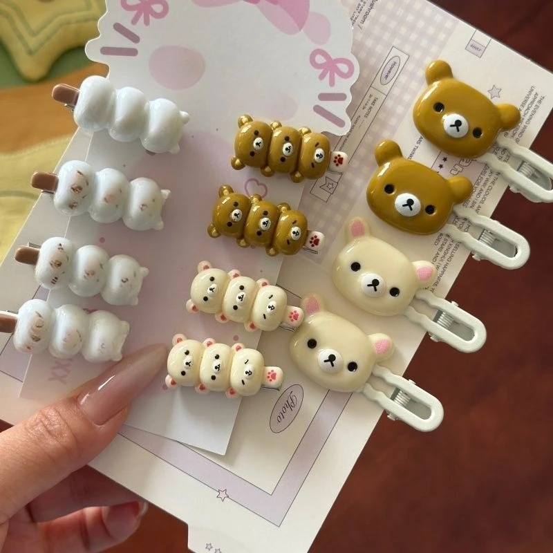 Jolies pinces à cheveux Rilakkuma en forme de hawtes confites, épingles à franges de dessin animé, accessoires capillaires quotidiens mignons pour filles