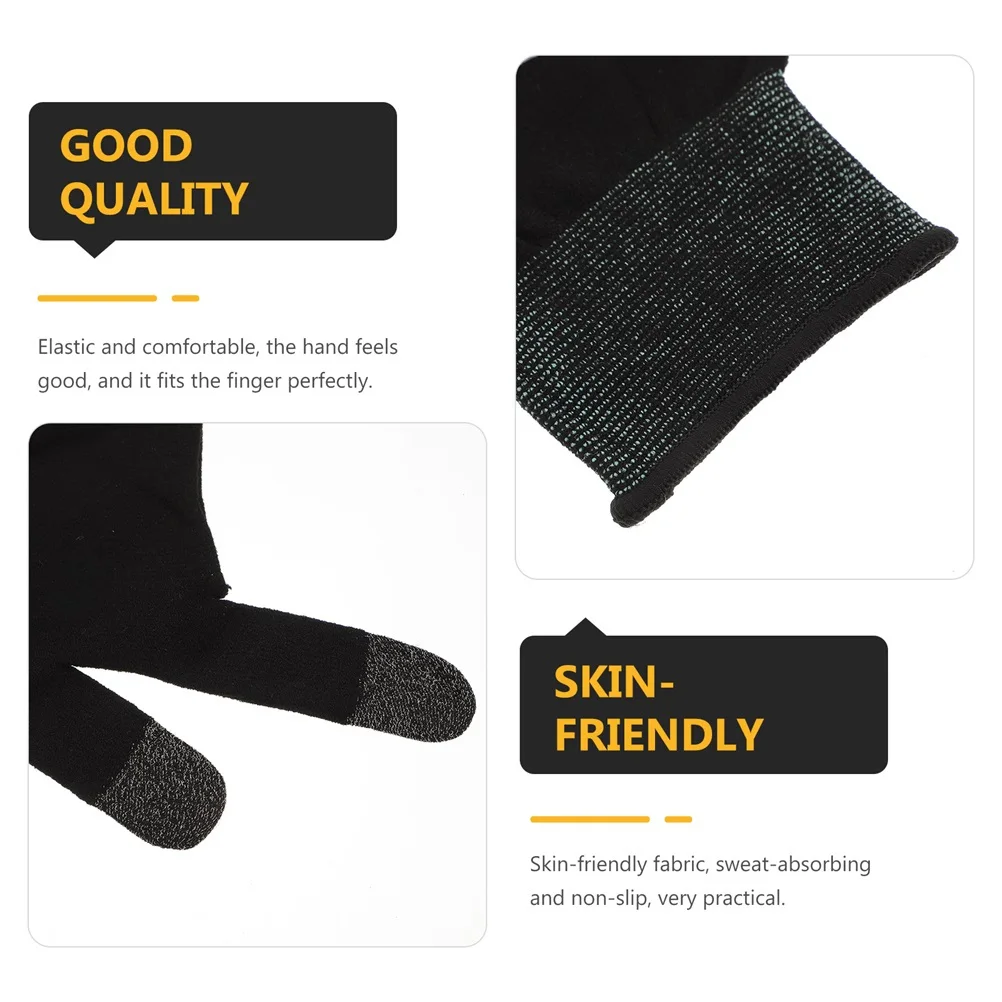زوج واحد من قفازات الألعاب خفيفة الوزن مضادة للعرق وشاشة تعمل باللمس من ألياف الكربون يغطي الأصابع قفازات ألعاب الهاتف المريحة #4