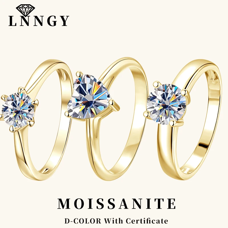 Lnngy Brilliant Round Cut Moissanite Wedding Bands14K Gold Filled Stackable Ring for Couples Valentine's Day Jewelry Gift