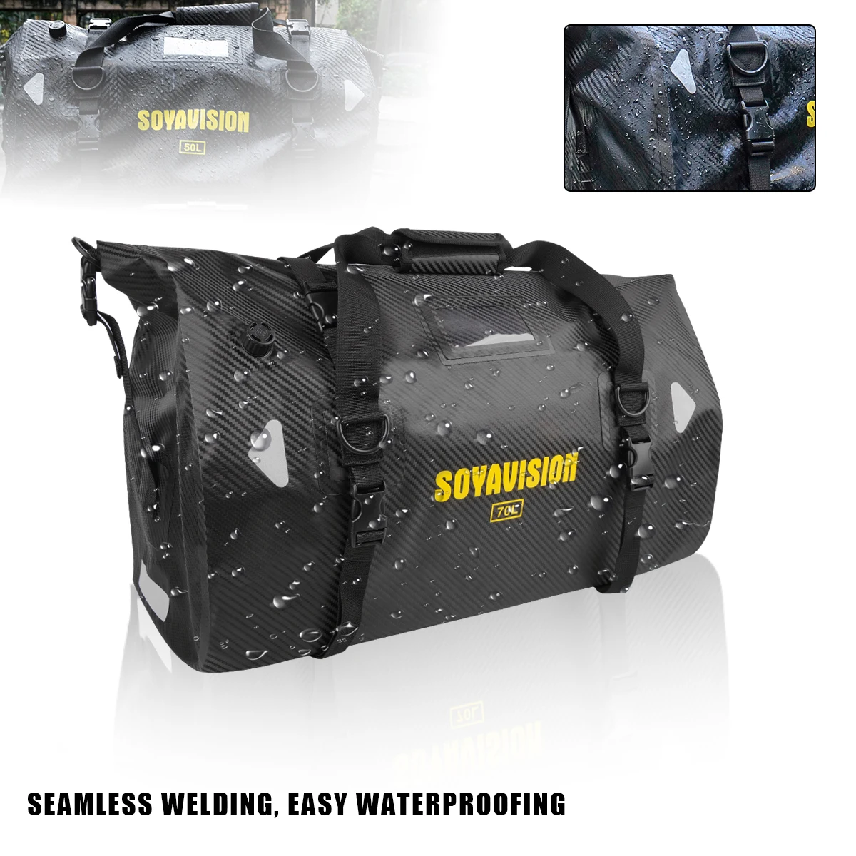 70L 100L 120L Motorcycle Car Waterproof Tail Bags Back Seat Bags Cycling Camping Travel Bag Car Roof Luggage Storage Pack