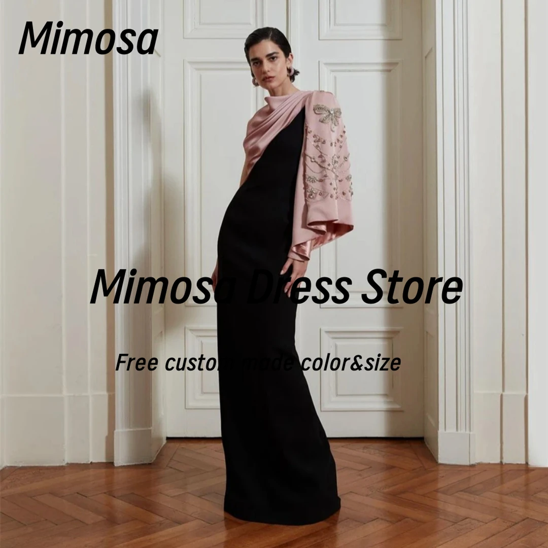 

Черные платья для выпускного вечера Mimosa Haute Couture 2025 контрастного цвета с бисером и длинными рукавами, вечерние платья на молнии сзади, Vestidos De Customized