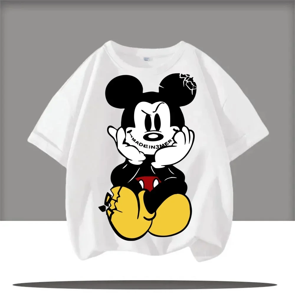 

Лето 2022, детская сетчатая футболка с короткими рукавами и принтом Диснея «Микки» для девочек, модный милый детский топ для мальчиков