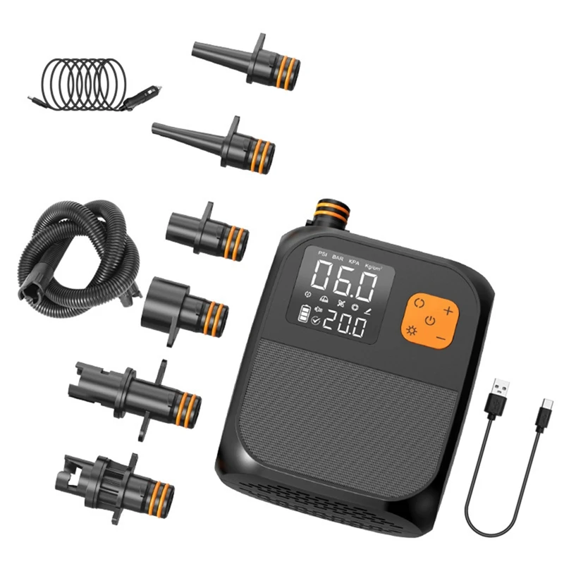 مضخة قابلة للنفخ مضخة كهربائية مجداف مجلس قابلة للشحن 25PSI SUP مضخة كهربائية محمولة لركوب الأمواج