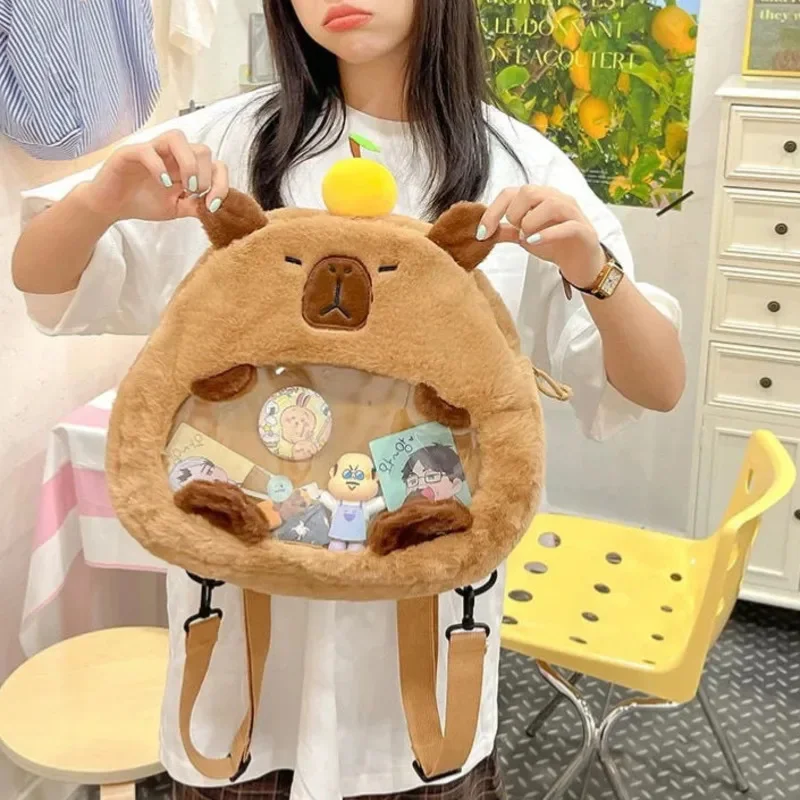 Capybara Itabag Backpack Cute Plush Schoolbag Cartoon Soft Funny Animal Large Capacity Stuffed Unisex Y2K Aesthetic Backpack New