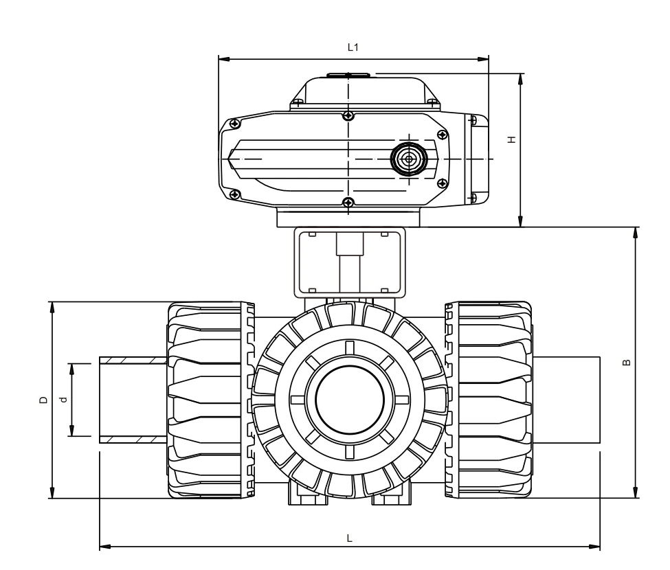 Electric UPVC PVC 2 Way Motorized Ball Valve DN40 DN50 socket union for water treatment