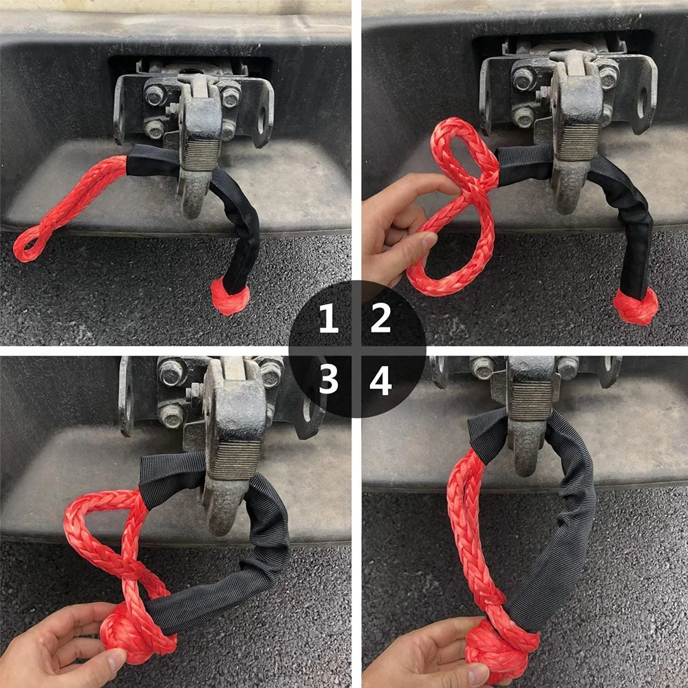 Car Trailer Hook Tow Strap 17ton, 37400lbs Tow Hook Soft Shackle Atv Utv U Hooks Winch Rope Knot Rescue Refitting Self Rescue