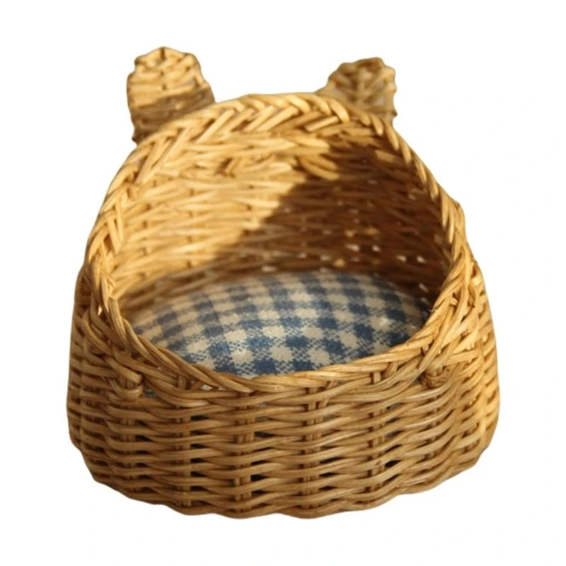 

Delicate Pet Bed Basket Mini Woven Basket for Dollhouses and DIY Projects Photo Props for Dollhouses Scene Setting