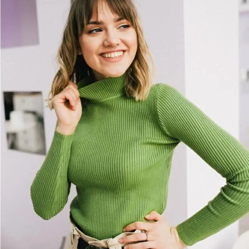 Women's Basic Knit High-Neck Sweater (CL) - usage example