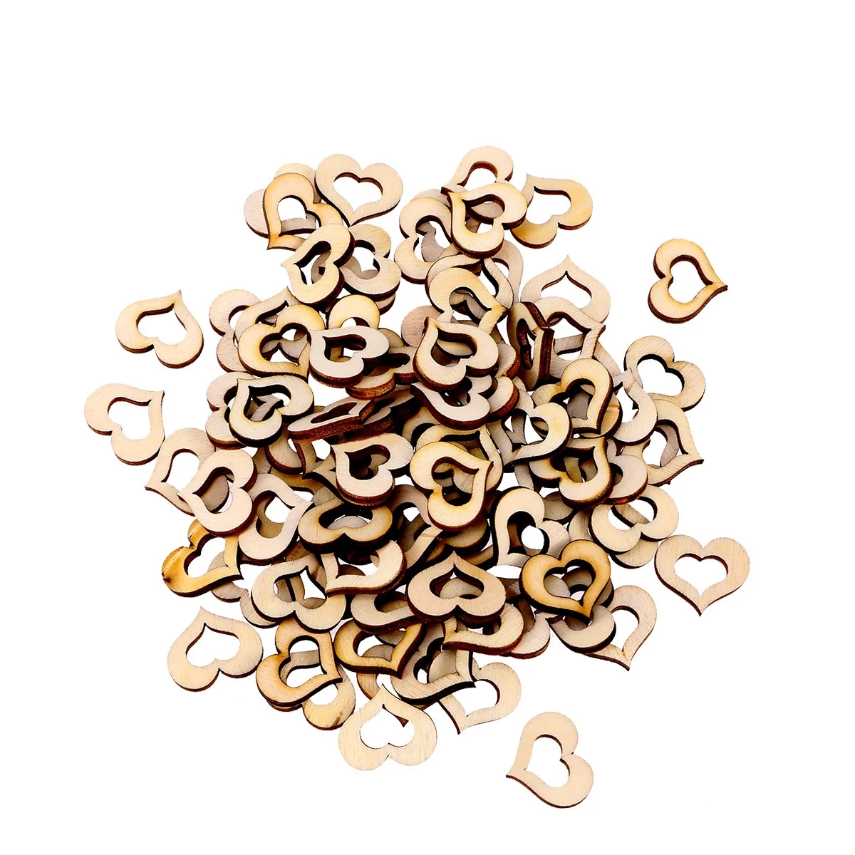 100 قطعة أزرار خشبية مجوفة على شكل قلب ناعمة على كلا الجانبين لسكرابوكينغ الزفاف Crafts بها بنفسك الحرف الزينة العلامات الزينة #5