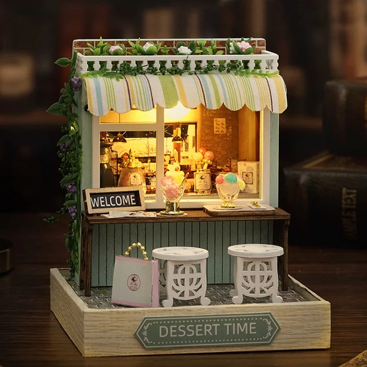 Mini Doll House DIY Small House Kit 3D Puzzle Assembly Model Building Room Bedroom Decoration With Dust Cover Wooden Craft Gifts