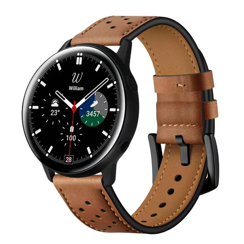 Premium Leather Strap for Samsung Galaxy Watch 4 6 Classic 46mm 42mm 43mm 47mm Pro Bracelet for Galaxy Watch 7 6 5 4 40mm 44mm