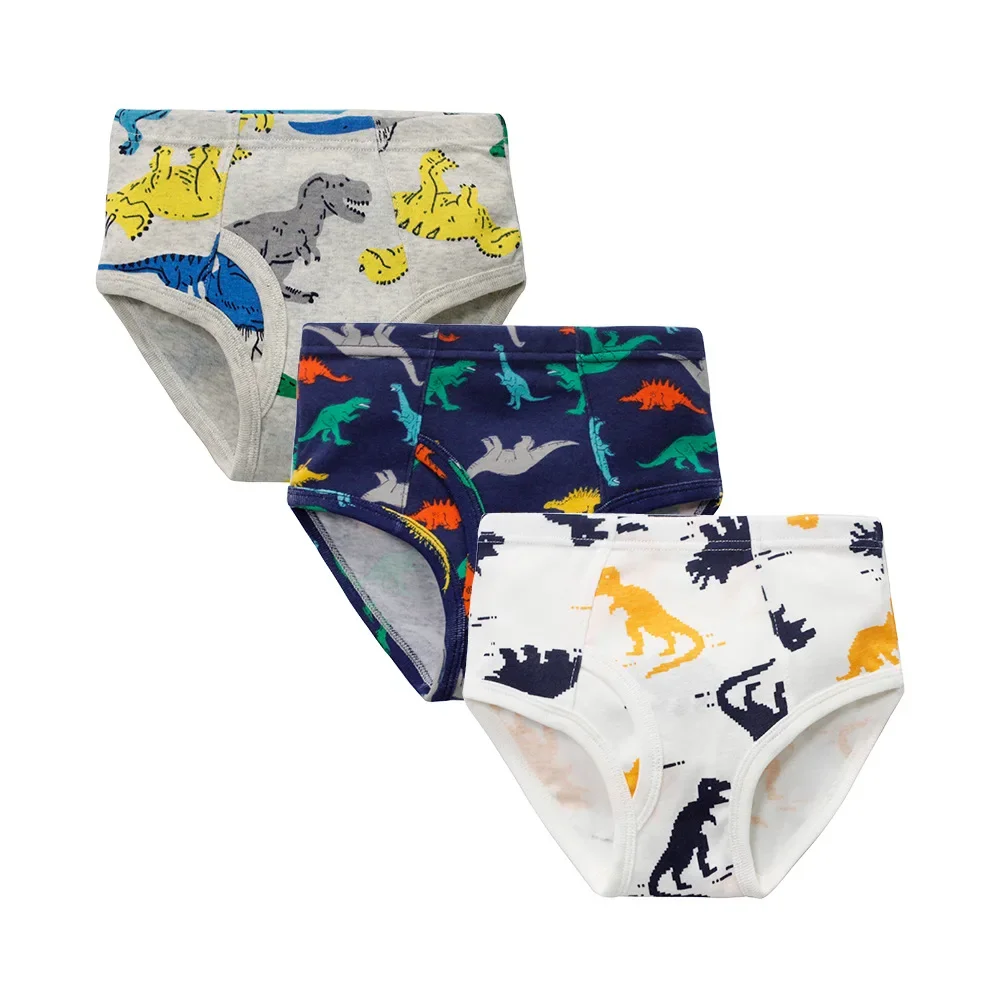 3pcs Per Pack Boys Dinosaur Panties Cotton Student Underpant Teen Briefs Shorts Underwear for Puberty Boys Teenages KF303