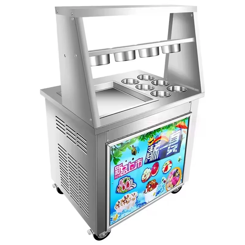 Fried Ice Cream Machine Commercial Matcha Frying Ice Cream Rolls Maker Automatic Stir-fried Yogurt Machine