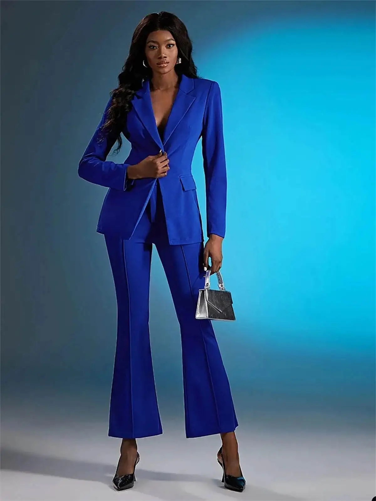 Office Lady Pants Sets Custom Made Royal Blue Red Carpet Wear Slim Fit Pants Suits 2 Pieces Formal Women Outfits