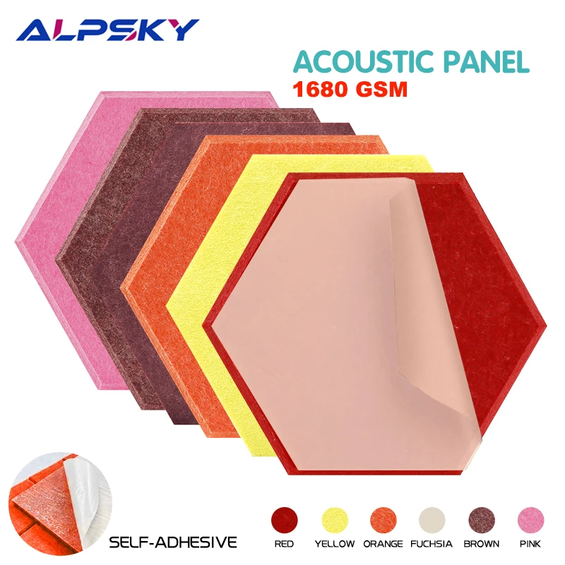 

12Pcs Hexagon Polyester Wall Panels Strong Soundproofing Sound Proof Self-adhesive Acoustic Panel Nursery Room Office Wall Decor