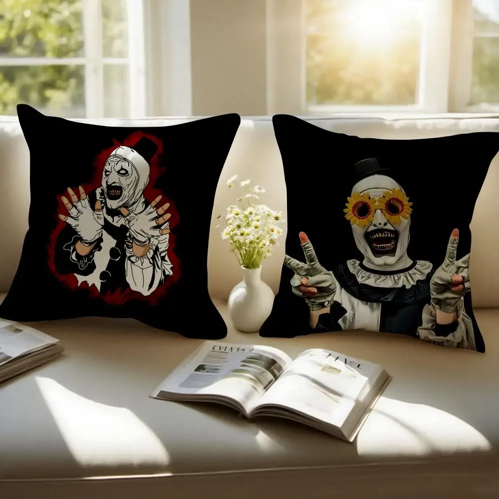 Gory Movie Terrifier Cushion Cover Pillowcase Anti-dustmite Invisible Zipper Short Plush Sofa Cushion