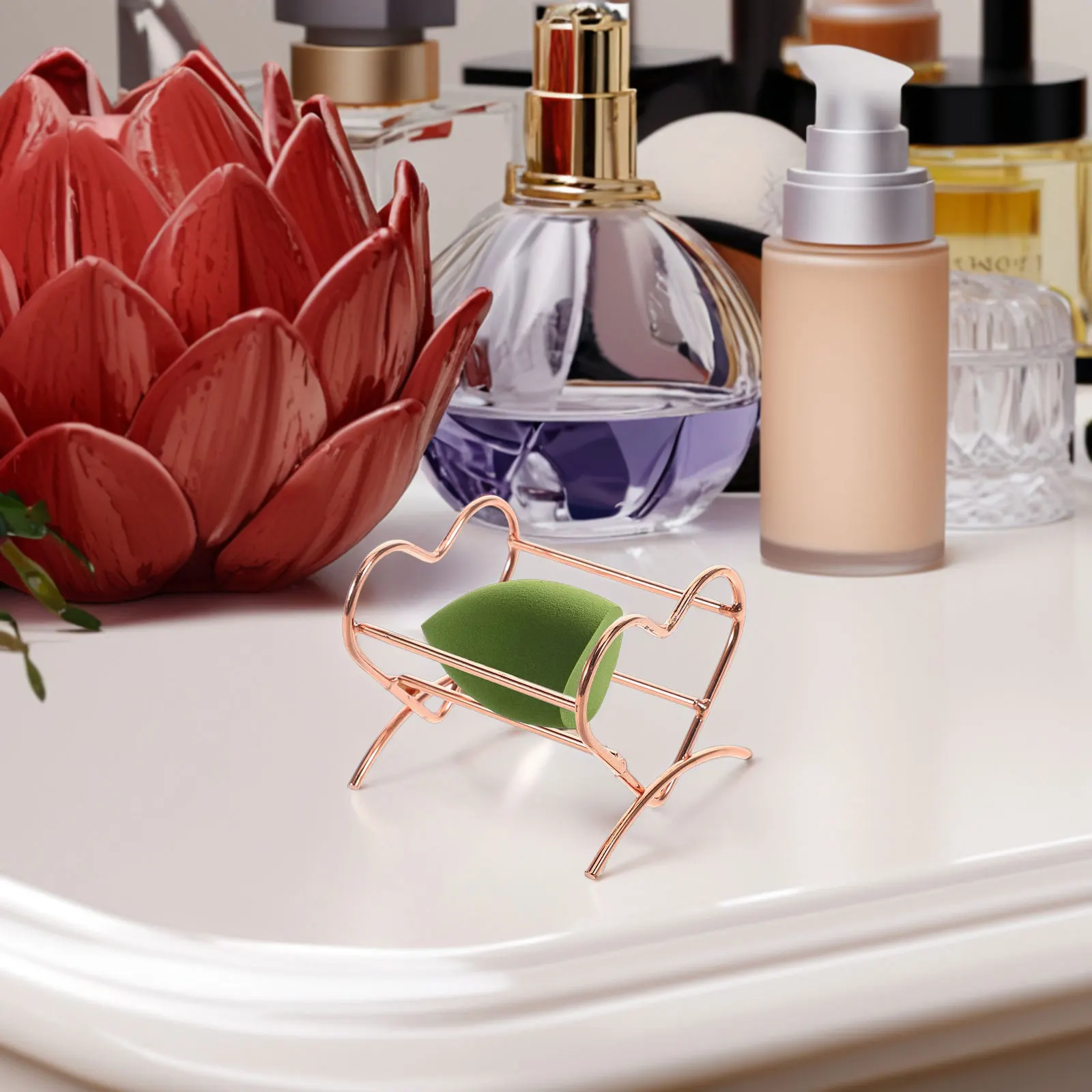 Heart Shaped Powder Puff Holder Makeup Sponge Stand Storage Rack Brush Case Gourd Beauty Tool Organizer