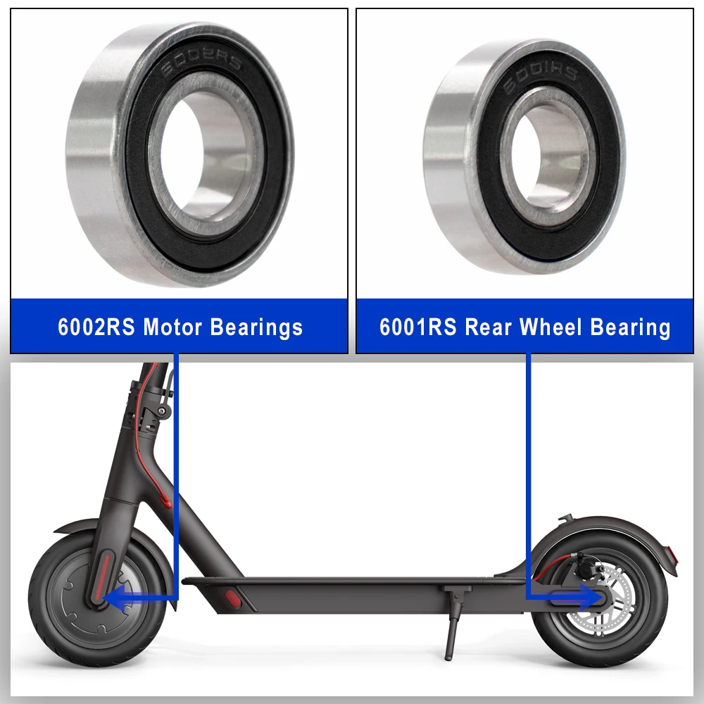 6001RS /6002RS Motor Bearing Rear Wheel Hub Ball Bearings/Auxiliary Wheel Ball Bearings for Electric Scooter Xiaomi M365 Pro 1S