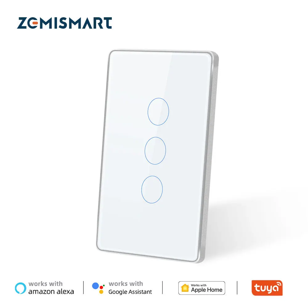 

Zemismart Homekit WiFi Smart Wall Light Switch 3 Gangs Touch Panel US Interruptor Tuya App Alexa Google Home Siri Voice Control