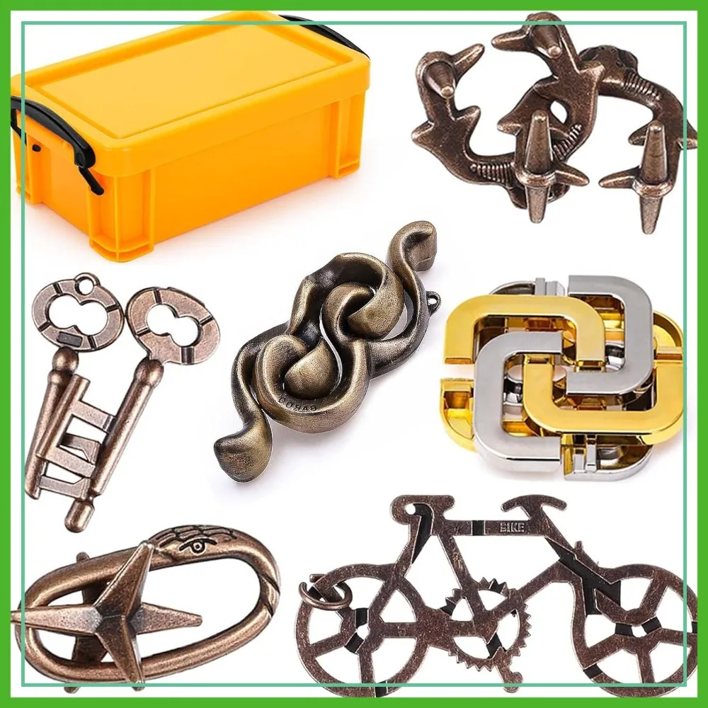 

6 PCS Metal Brain Teaser Puzzles for Adults, Disentanglement Logic Set, IQ Mind Challenge Game