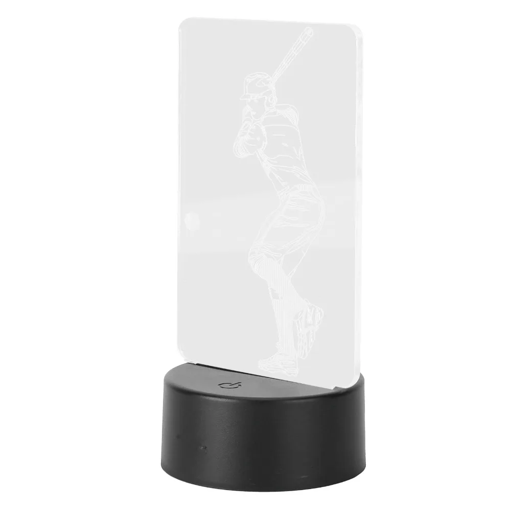 

3 Dimensional Night Light 7 Colors LED Light Night Lamp Baseball Player Touch Control LED Decorative Night Lamp Sports Decor