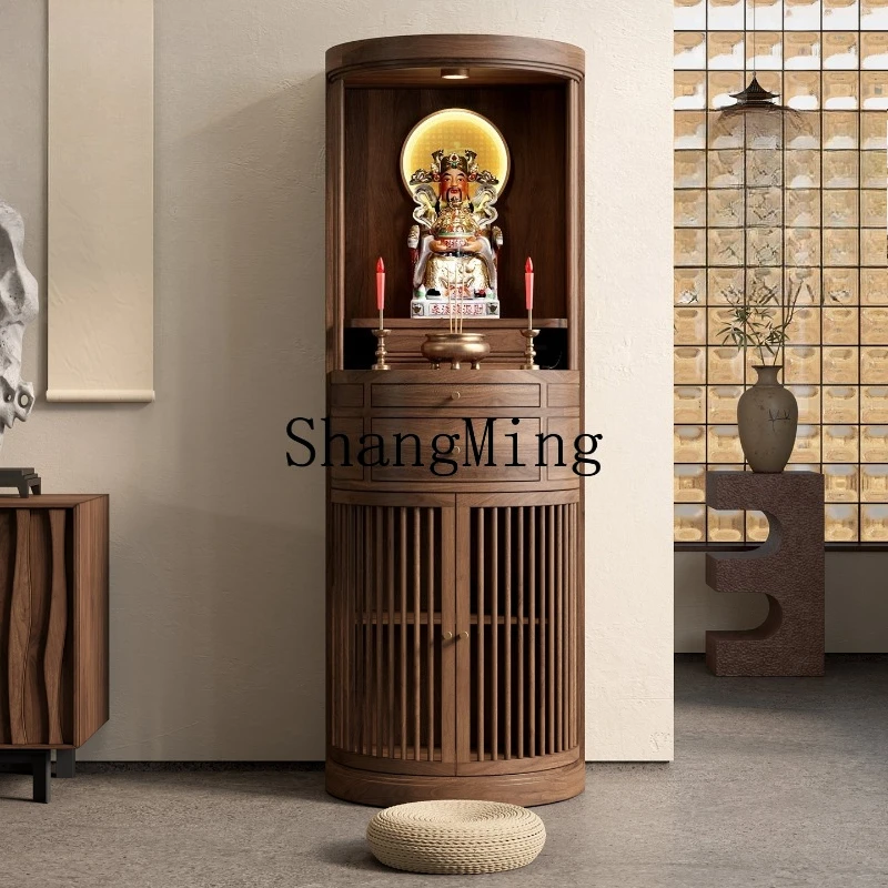 

SM Shrine Black Walnut Shrine Offering Table Gongtai New Chinese Style God of Wealth Bodhisattva Cabinet Solid Wood