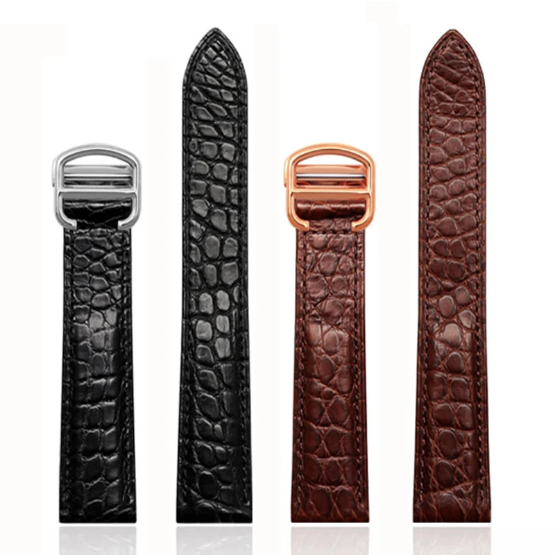 High Quality Crocodile Genuine Leather Watch Strap For Cartier Tank London Solo Leather Watchband Men Women 18 20 22 23 24mm