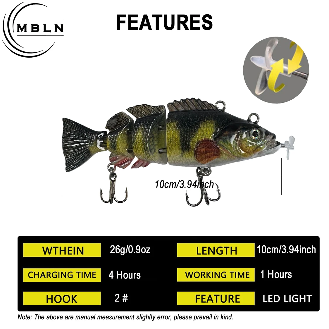 Swimbait articulado LED USB recargable – Eléctrico automático - imagen 4