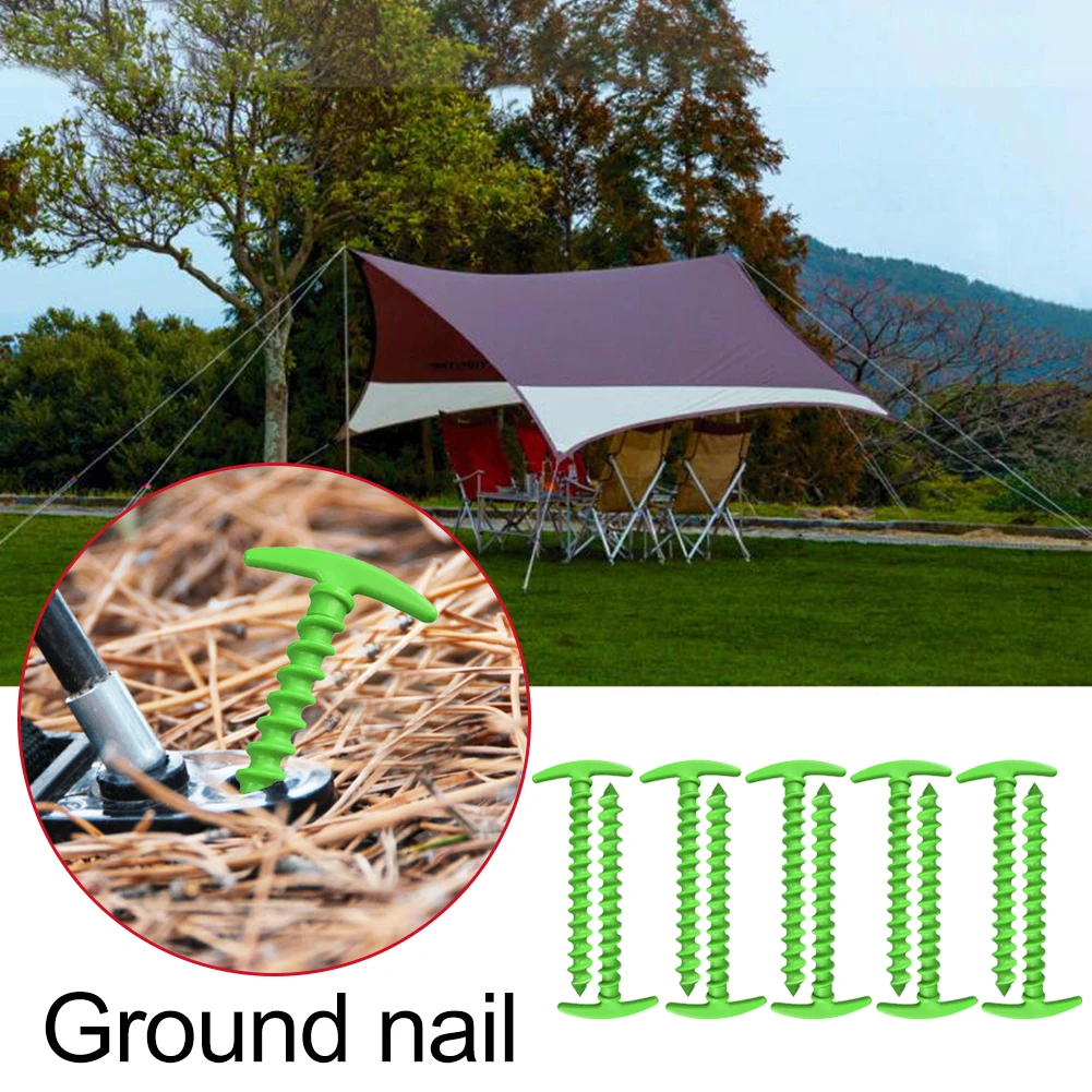 50-10PC Outdoor Screw Anchor Stakes Hiking Tent Stakes Pin Mount Outdoor Camping Peg Ground Nails Spiral Plastic Fixing Supplies