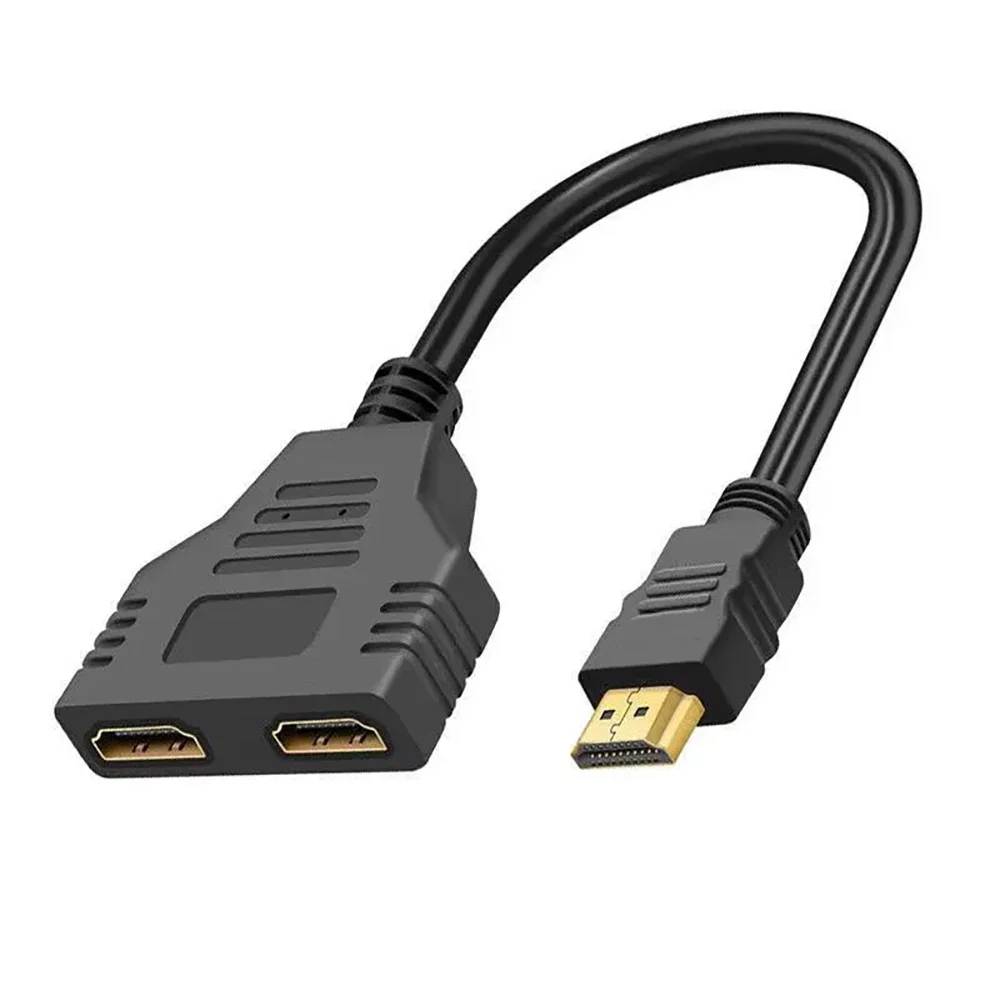 HD 1080P Dual Port 1 in 2 Out Cable HDTV Splitter Male To Female HDTV Adapter For Laptop TV Box Monitor HDTV-Compatible Splitter