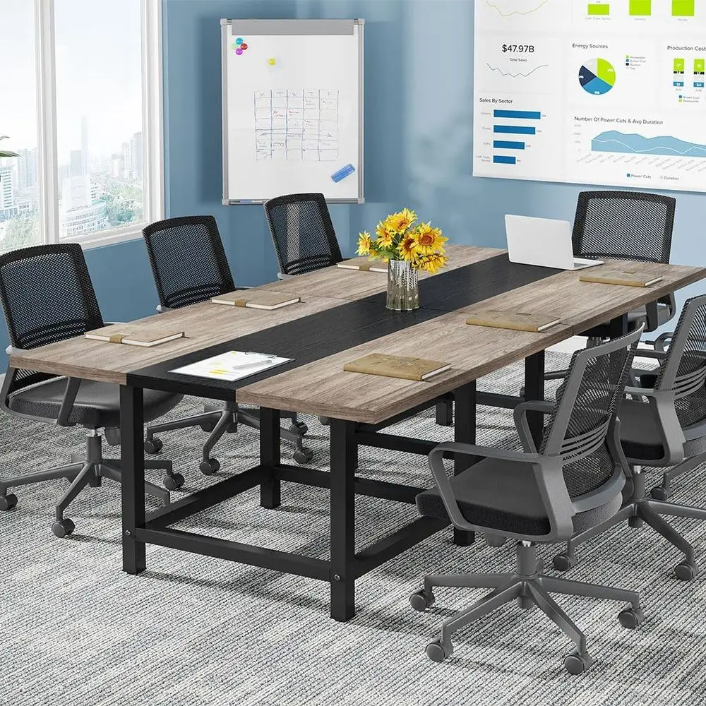 

Деревянный стол для семинаров в деревенском стиле, 6,5 футов, прямоугольный, 78,74 дюйма x 39,2 дюйма x 29,52 дюйма, для офиса, конференц-зала, 2 стола (кресла в комплект не входят)