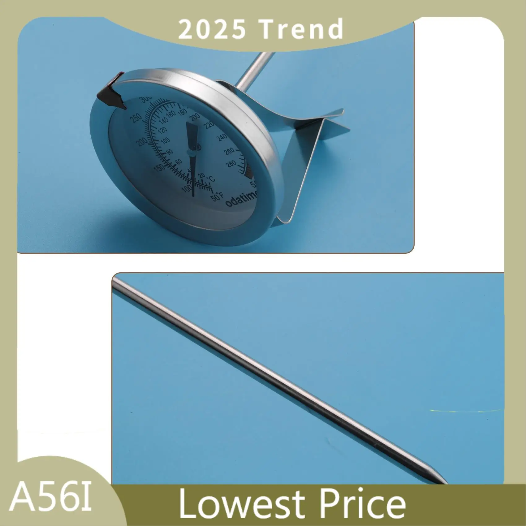 ABDD 12 Inch Mechanical Meat Thermometer Instant Read, Long Stem, Waterproof, No Battery Required, Stainless Steel Deep Fry Ther