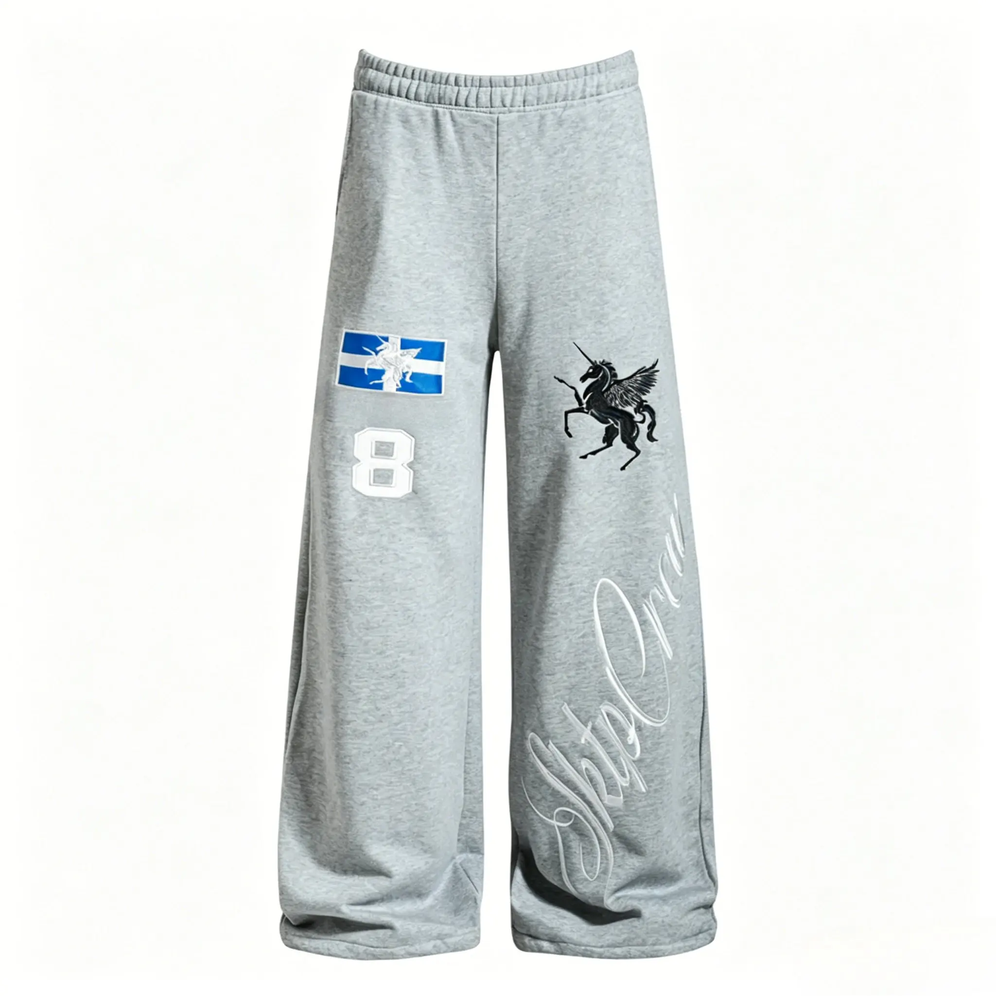 Men's Elastic Wide Leg Sweatpants, Loose Straight Running Pants, Breathable Sports Pants Fitness Training Daily Street Wear