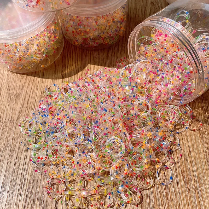 1000Pcs/Pack Girls Disposable Rubber Band Does Not Hurt Hair Small Children's Scrunchies Head Rope Cute Baby Color Headdress