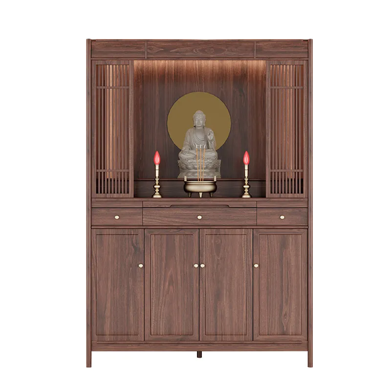 XZ new Chinese solid wood casket, Guanyin Buddha statue, God of Wealth cabinet, table and stand cabinet