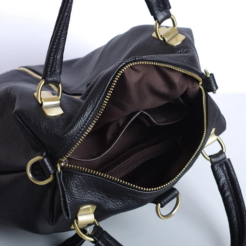 New Women Designer Cowhide Genuine Leather Backpack Women\'s Shoulder Bag Black Leather Handbags Lady Travel Bag