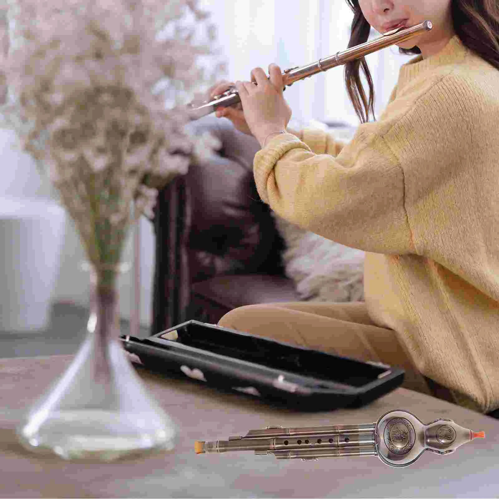 Chinese Hulusi Gourd Cucurbit Flute Three Tone Silk Beginner Musical Instrument Traditional Porcelain