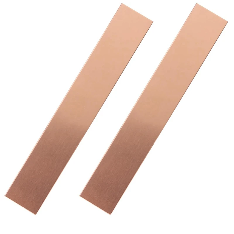 Pure Copper Anode 2 Pcs, 6 X 1 X 0.04 Inch (19 GA) 99.95% High Purity Copper Electrode Strips Pure Copper Shee