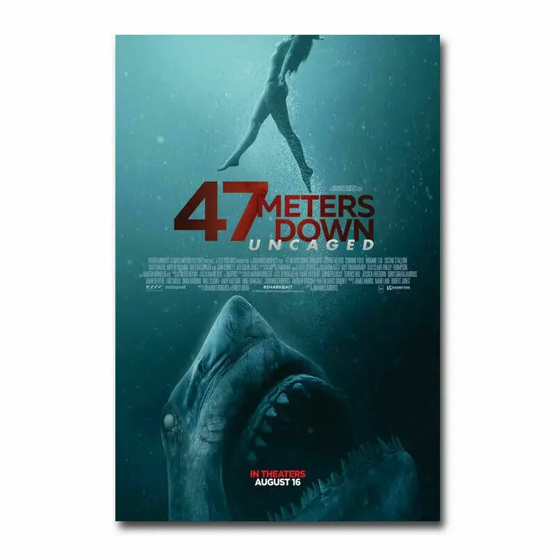 J057 47 Meters Down Uncaged Horror Movie Johannes Roberts Silk Poster Wall Sticker Decoration Gift