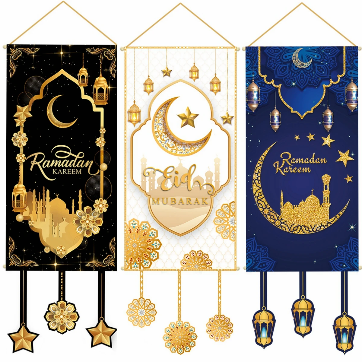 Ramadan Hanging Flag Ramadan Kareem Decoration For Home 2025 Aid EID Mubarak Muslim Islamic Festival Eid Al-fitr Party Supplies