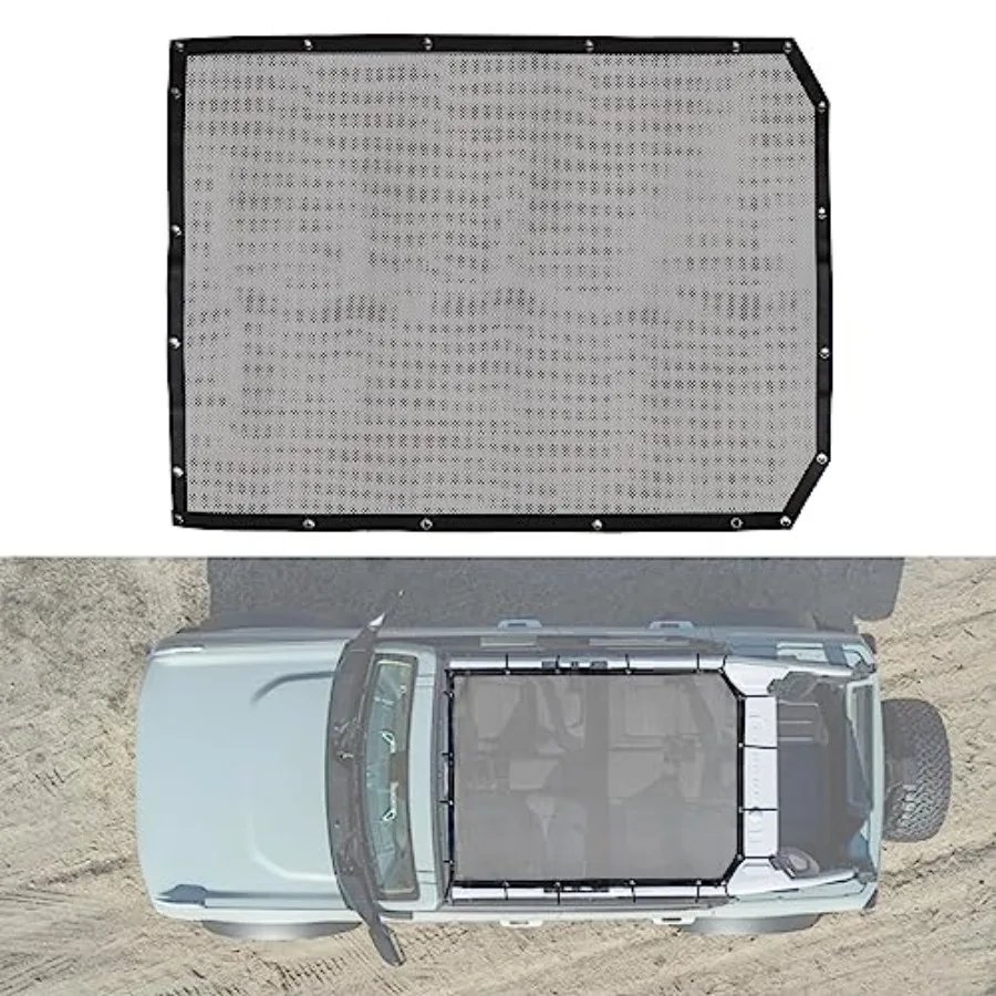 Sunshade for Ford Bronco Accessories 01 0 03 0 05, Front and Rear Full Length Mesh Sun Shade Bimini Top Cover for Bronco - Bloc