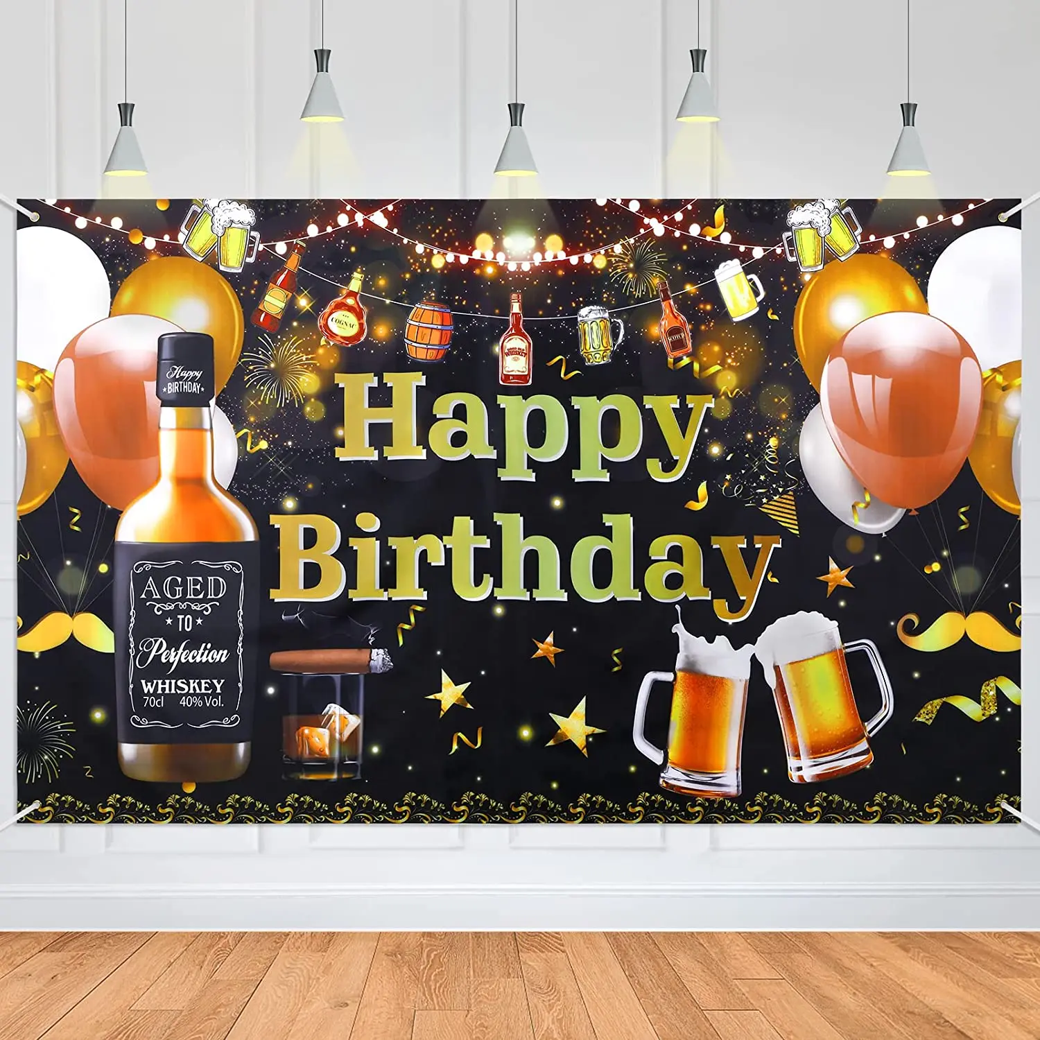 

Birthday Party Banner Photography Backdrop Holiday Whiskey Beer Themed Photo Booth Props Decoration Background Poster For Men