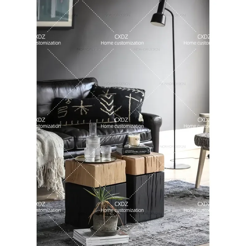 Solid wood edge small apartment, living room corner, Nordic Japanese coffee table, wabi sandy wind B & B, original wooden