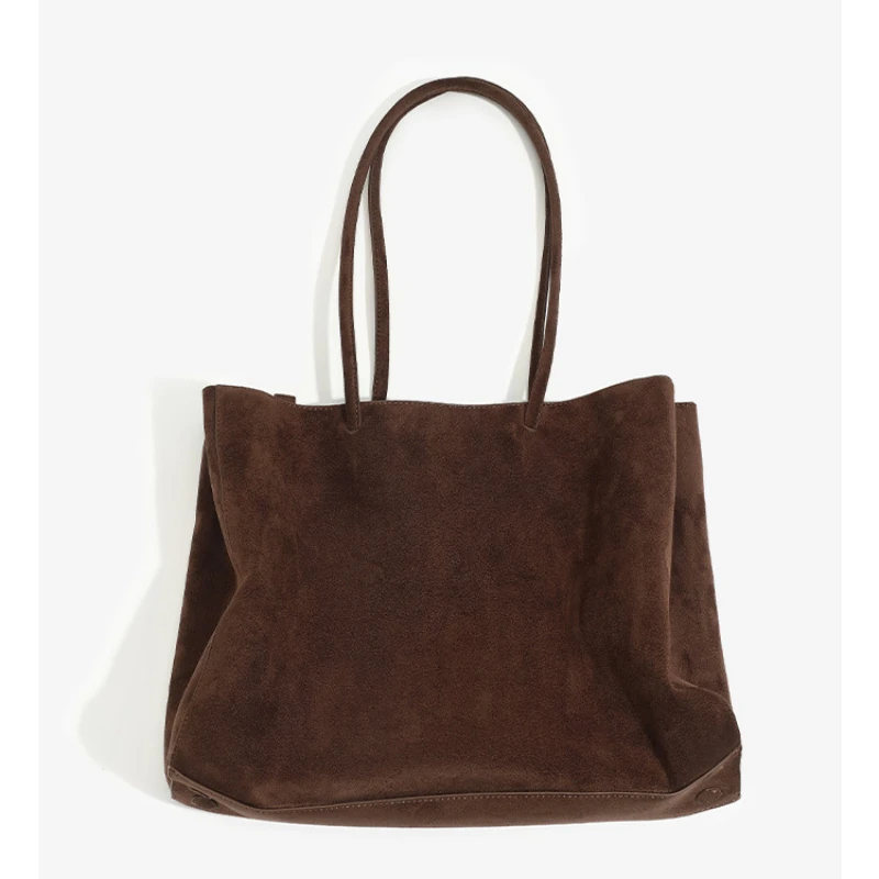 

Luxury Suede Underarm Shoulder Bag,Stylish Simple Large Capacity Women Tote Bag,Casual Solid Coffee Color Minimalist Handbag