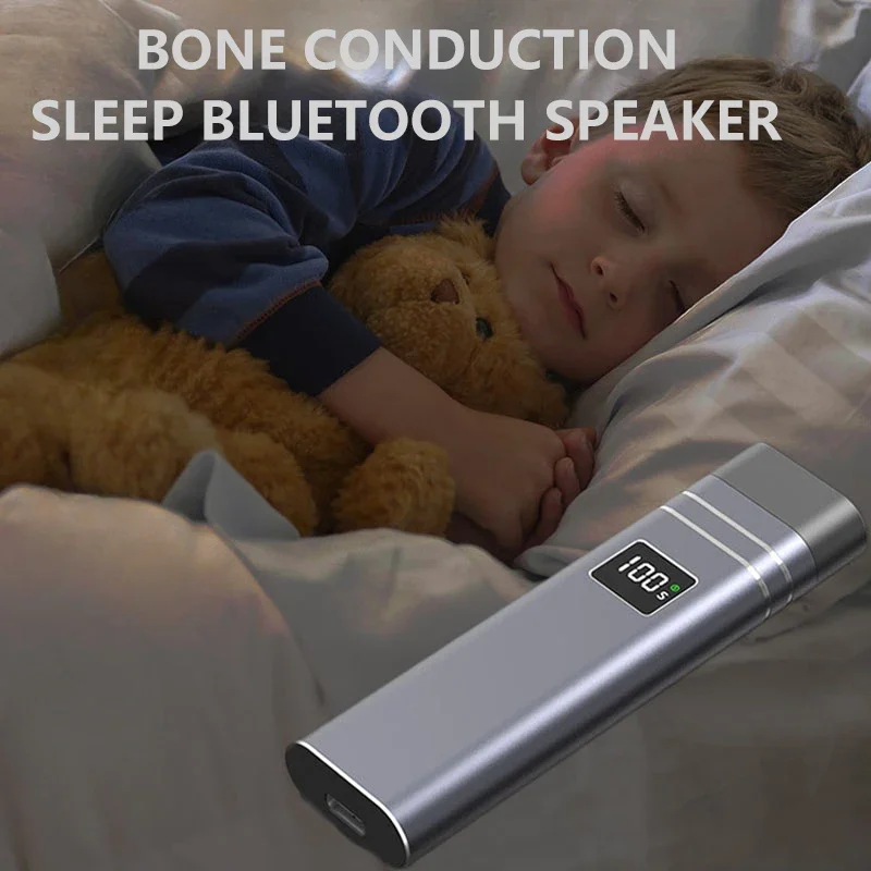 

2025 New Bone Conduction Sleep Audio Portable Mini Pillow Music Player Wireless Bluetooth Speaker LED Screen Power Display